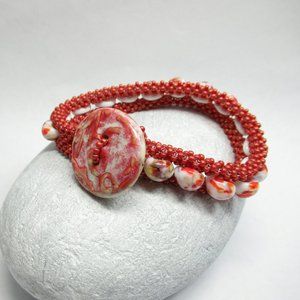 Hand woven ooak glass bead bracelet